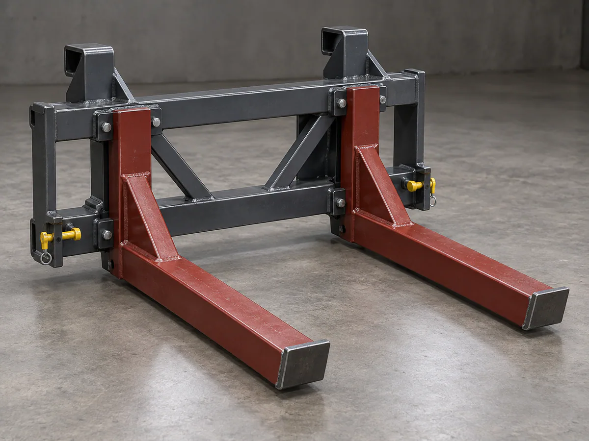 Representative visualization of a fabricated forklift-mounted industrial attachment