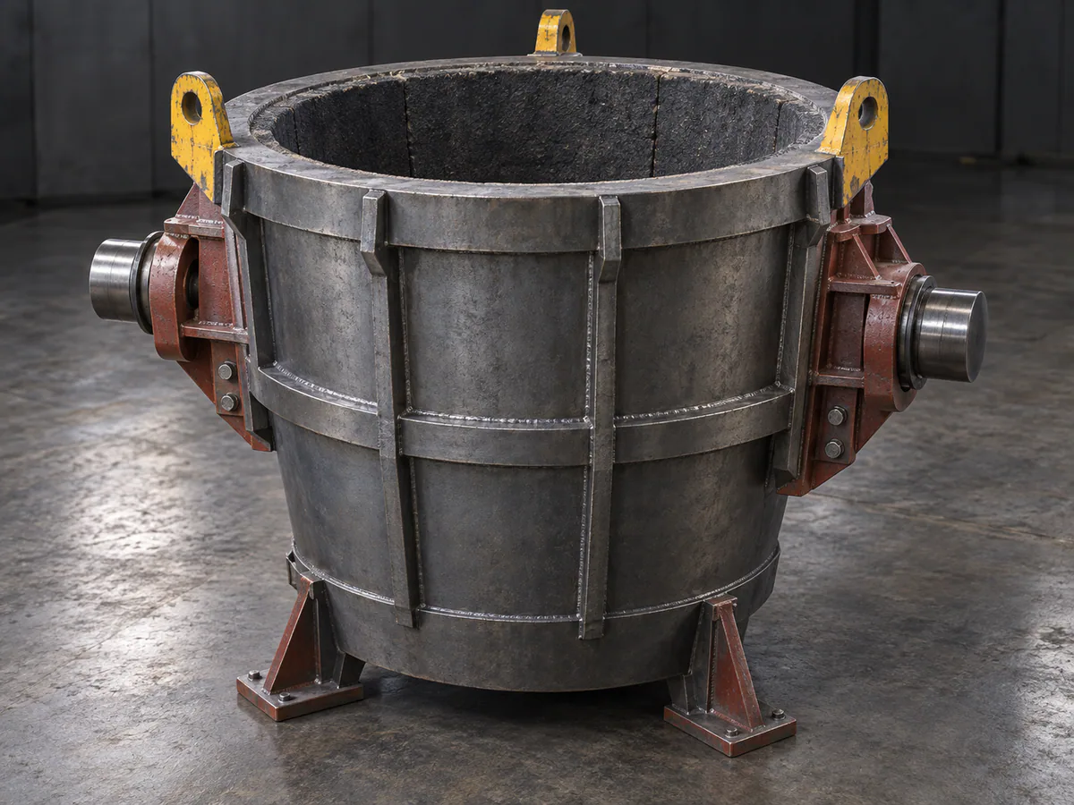 Representative visualization of a heavy-duty fabricated industrial ladle